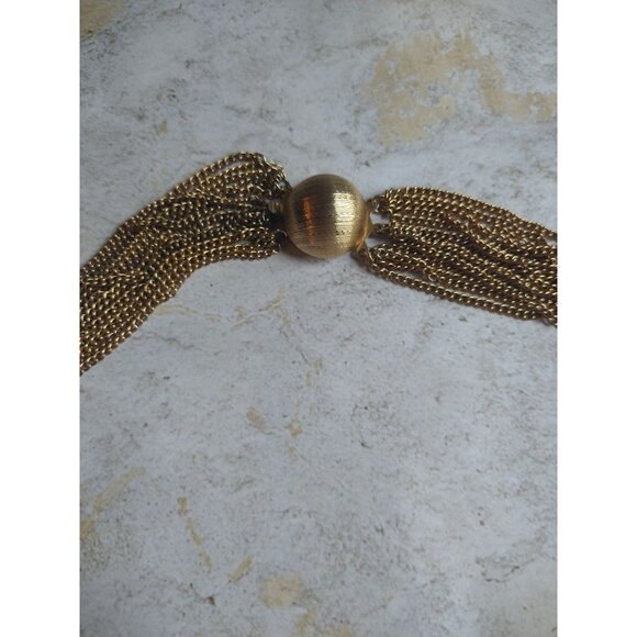 Gorgeous Vintage Multi Strand Gold Tone Necklace Estate Jewelry - Picture 6 of 6